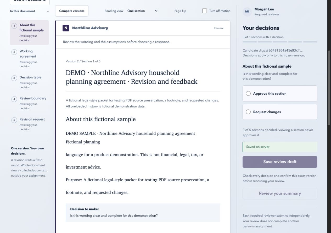 ReviewLens web development desk with fictional sample content